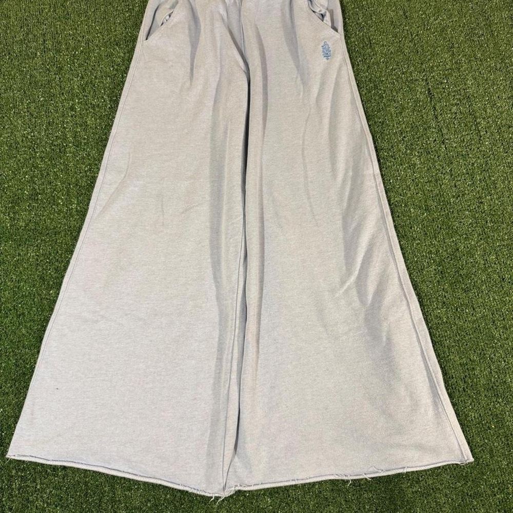 Free People Movement Wide Leg Sweatpants Light Gray Fleece Baggy Pants 0350